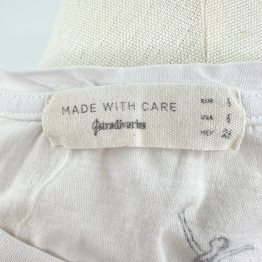 Stradivarius Ballet‎ Dancer Graphic Tee — French Script Print — White T-Shirt S - Picture 6 of 8